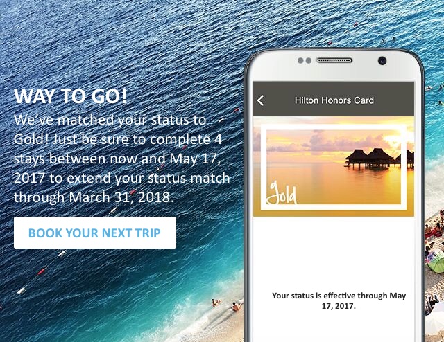 hilton honors gold status match challenge