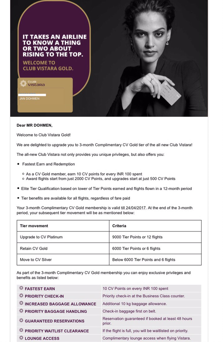 vistara club gold