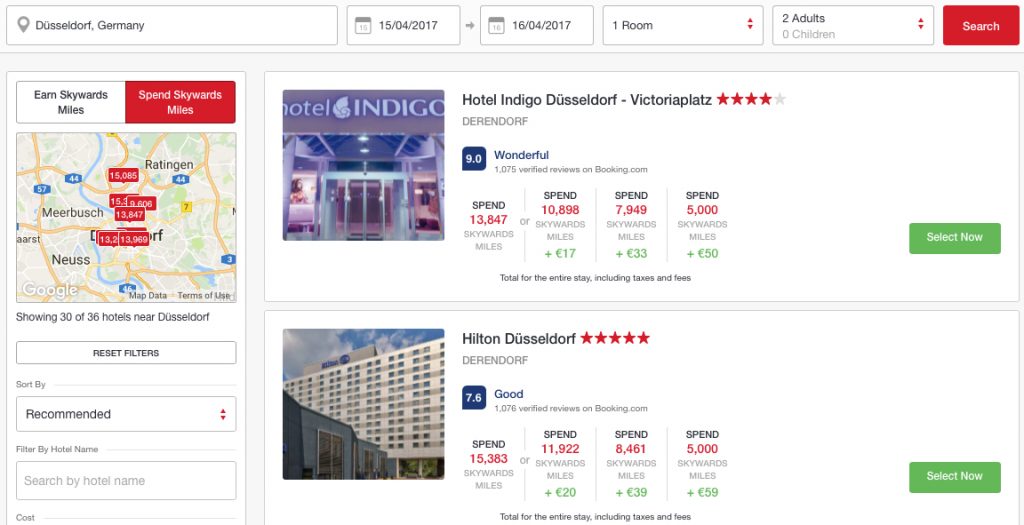 emirates skywards rocketmiles meilen miles hotel stay buchung booking