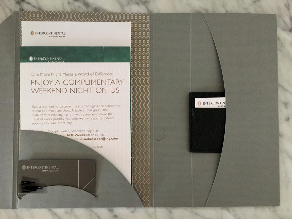 ihg rewards Club amb Ambassador Status gold InterContinental Hotel Certificate