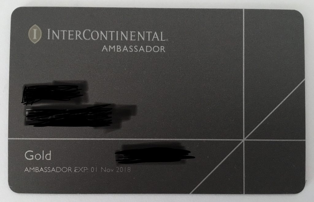 ihg rewards Club amb Ambassador Status gold InterContinental Hotel Certificate