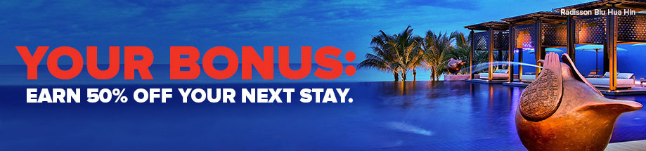 club carlson promo 50% off your next stay