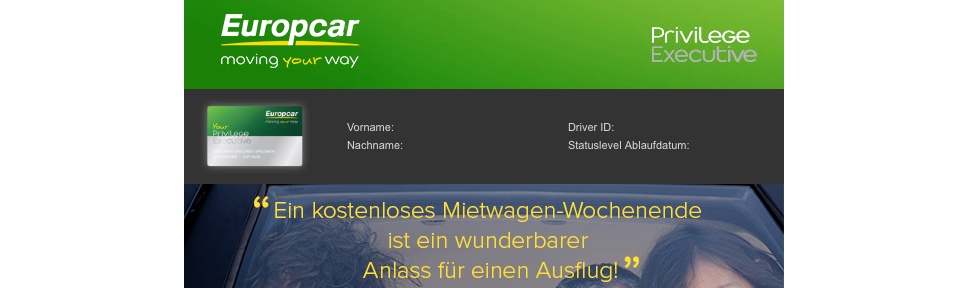 Europcar Privilege: Kostenfreie Wochenend-Miete