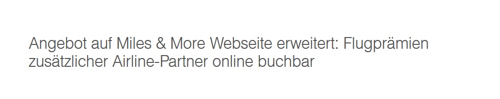 Miles and More: Zusätzliche Star Alliance Airlines online buchbar