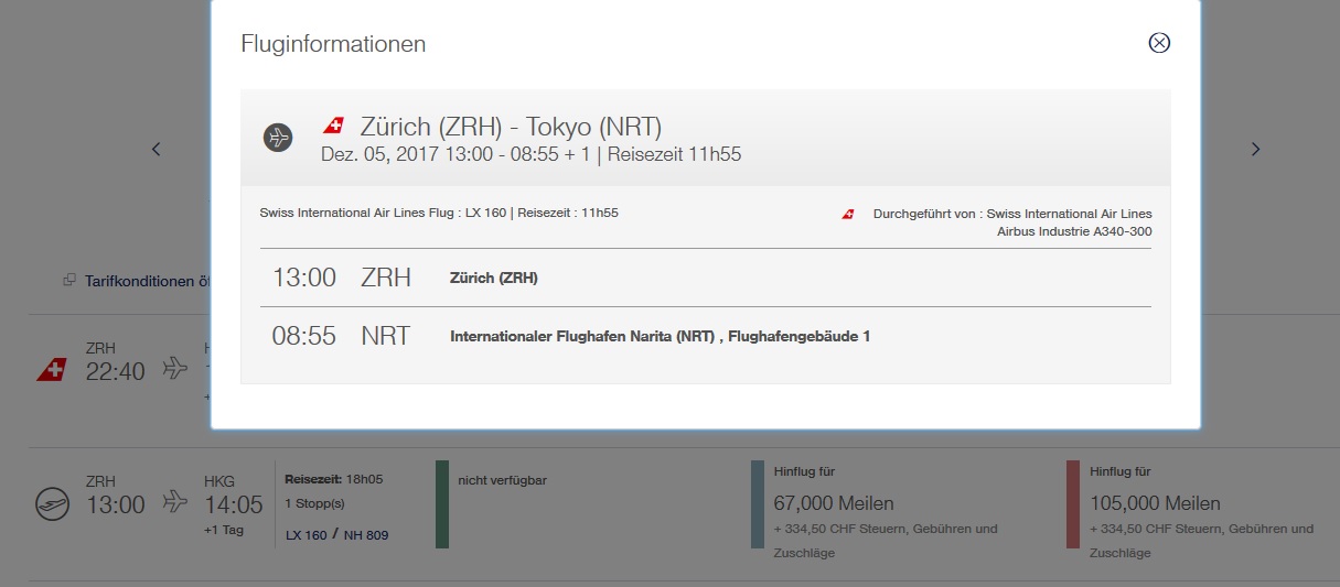 swiss first class meilen buchen