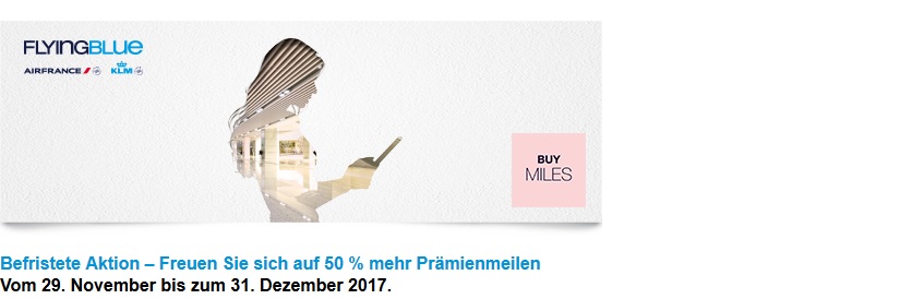 Air France/ KLM Flying Blue Meilen mit 50 % Bonus kaufen