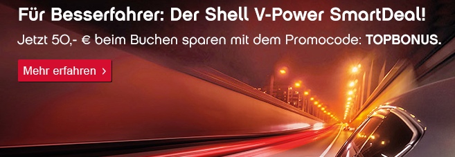 topbonus: 50 Euro Rabatt auf Shell V-Power SmartDeal!