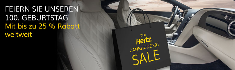 Hertz Jahrhundert Sale: Bis zu 25 % Rabatt weltweit