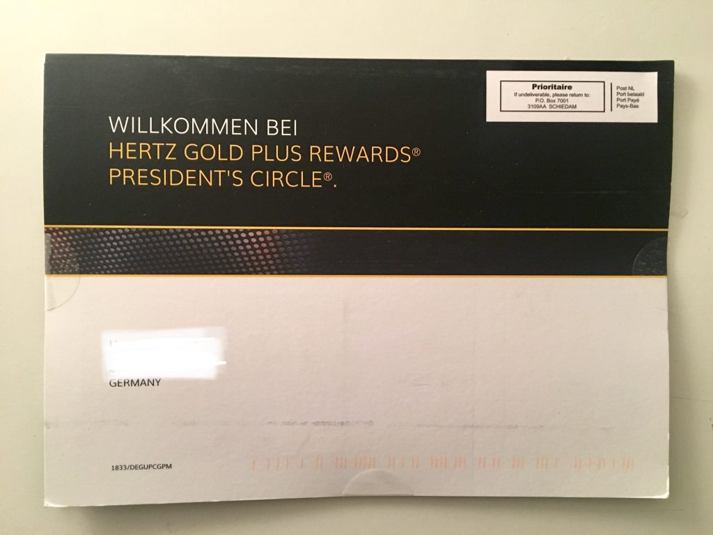 President's Circle Status Hertz Gold Plus Rewards unboxing autovermietung auto vermietung