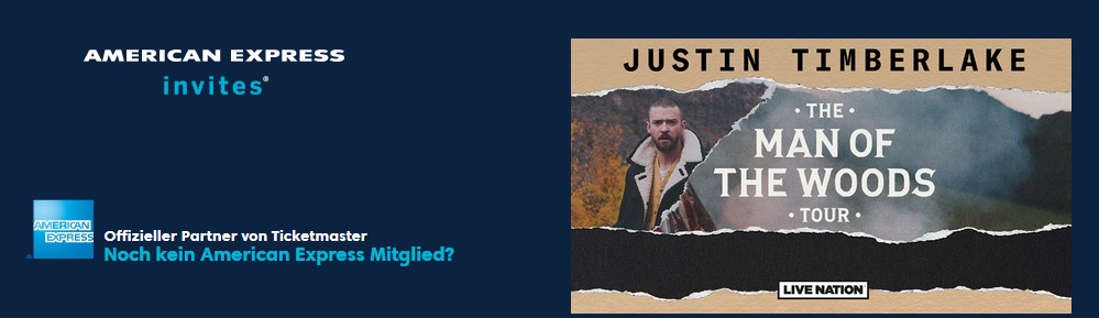 Ticketvorverkauf: Justin Timberlake Tour 2018 amex american express