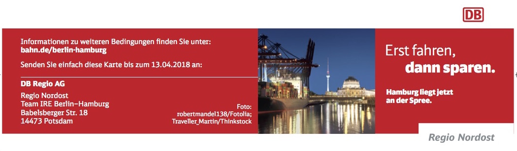 Bonuskarte IRE Berlin-Hamburg-Ticket