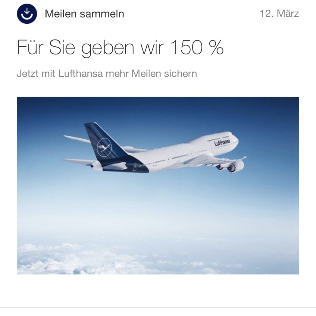 Lufthansa Miles & More: 150 % Prämienmeilen miles and more prämien bonus meilen meile