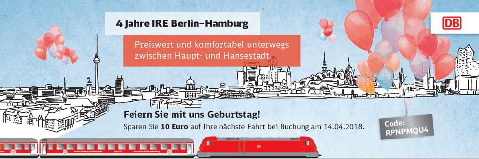 IRE Geburtstag: Rabatt-Aktion (IRE Berlin-Hamburg)
