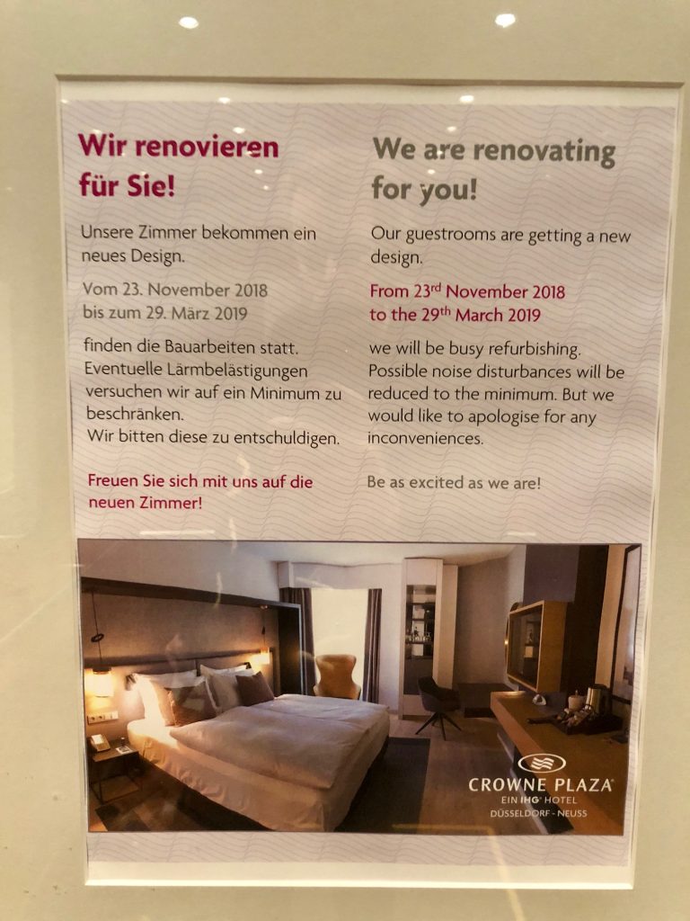 crowne plaza düsseldorf neuss ihg cp zoqns renovierung schild