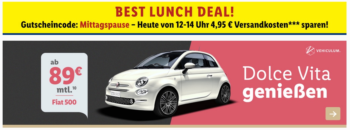 Krass Das Lidl Auto Fiat 500 vehiculum auto leasing vermietung halle erfurt berlin