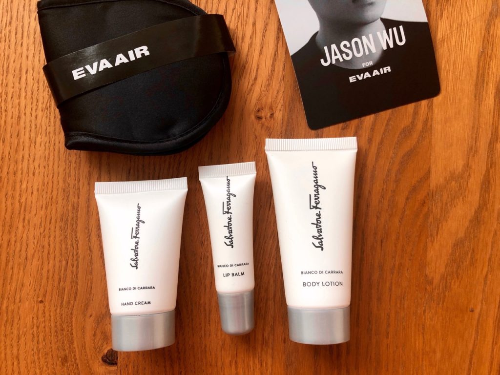 eva air royal laurel class business class amenity kit ferragamo jason wu pyjama